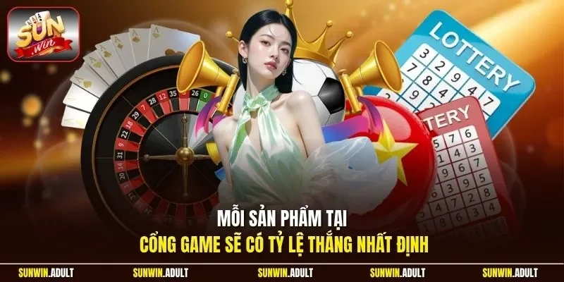 Mỗi sản phẩm tại cổng game sẽ có tỷ lệ thắng nhất định
